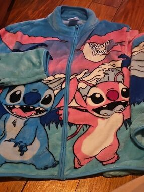Lilo & Stitch Ohana Club Plush Zip-Up Jacket - Blue & Pink